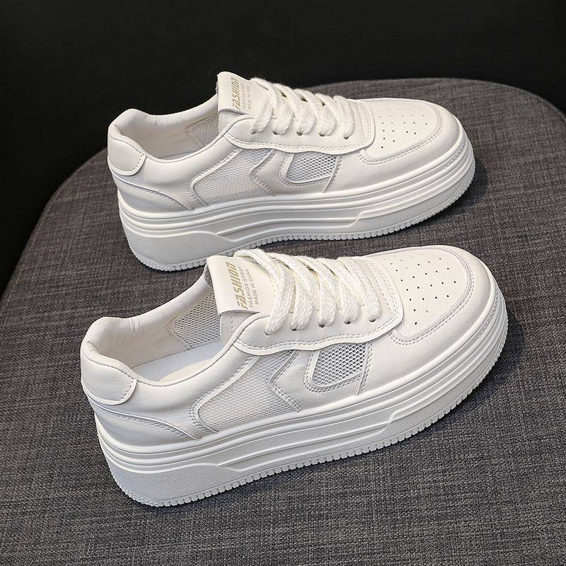 Leder Mesh Atmungsaktiv Plateau Weiße Schuhe Damen Sommer Neu Höhenvergrößernde Dünne Sneaker Casual Sneaker 40 von Joom DACH