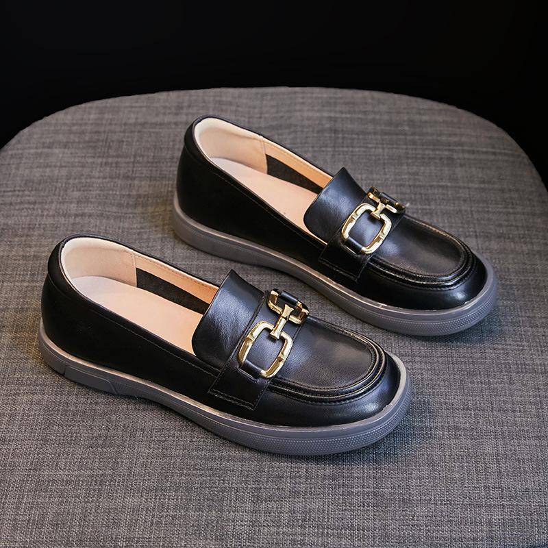 Leder Mokassins mit weicher Sohle Damen Frühling und Herbst Retro Schuhe Französische Mary Janes Einzelne Schuhe Britische Nische Kleine Lederschuhe 40 schwarz von Joom DACH