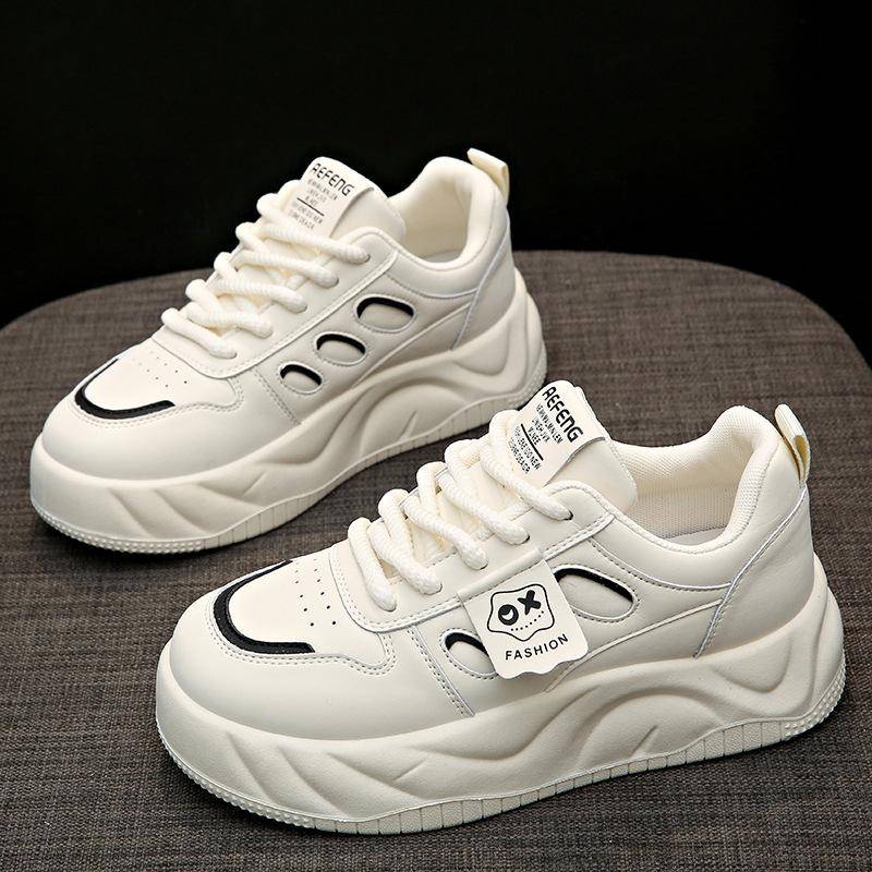 Leder Plateau Weiße Schuhe Kinder Frühling Neu Erhöhende Board Schuhe Vielseitige Freizeitschuhe Damen Sportschuhe 40 von Joom DACH