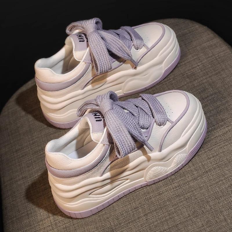 Leder Plateau Weiße Schuhe Kinder Frühling und Sommer Neu Vielseitig Innenhöhe Erhöhung Damenschuhe Lässige Sportschuhe Board Schuhe 40 von Joom DACH