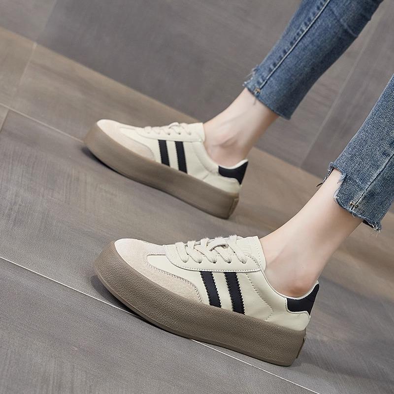 Leder Retro Deutsche Trainingsschuhe Damen Forrest Gump Schuhe Frühling Neu Dicke Grundplatte Schuhe Lässige Sportschuhe Weiße Schuhe 38 von Joom DACH