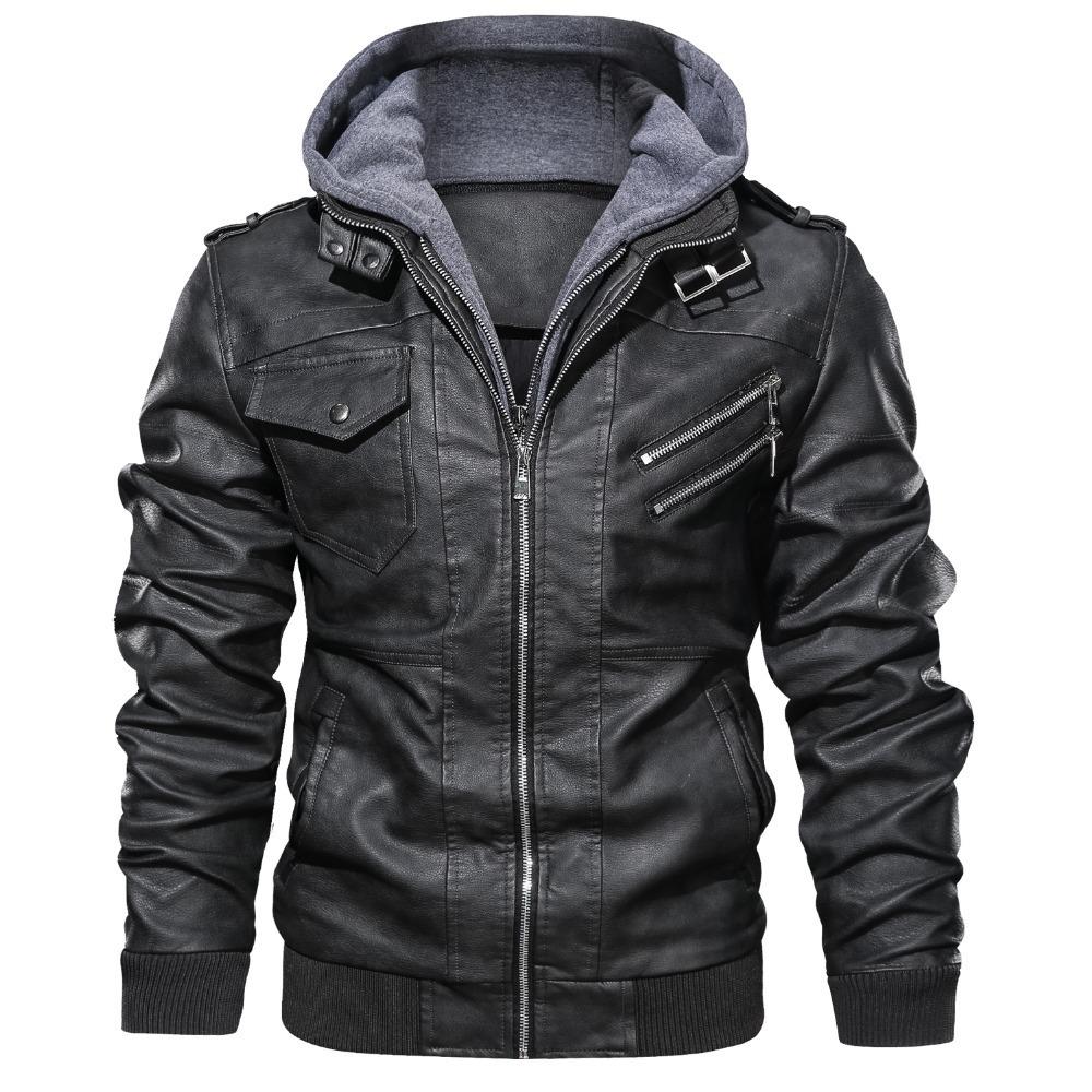 Leder Retro Diagonalreißverschluss Motorrad PU Lederjacke Herren Herbst- und Winterjacke XXXL von Joom DACH