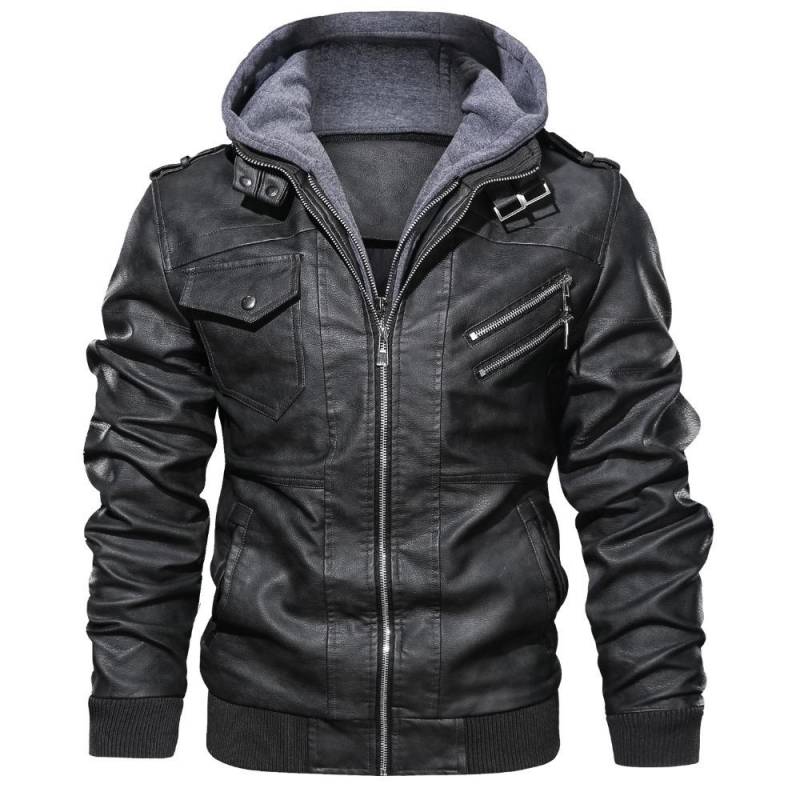 Leder Retro Diagonalreißverschluss Motorrad PU Lederjacke Herren Herbst- und Winterjacke XXXL von Joom DACH