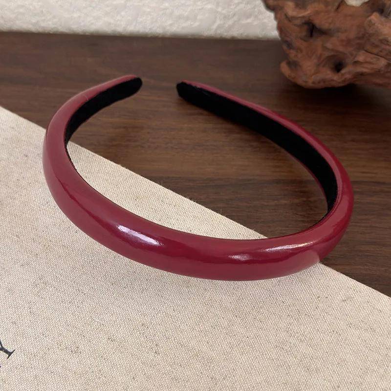 Leder Stirnbänder Neue Retro Rote Haarbänder für Frauen Mode Haarreifen Haarbänder Weibliches Haaraccessoire Weihnachtsgeschenke dunkelrote von Joom DACH