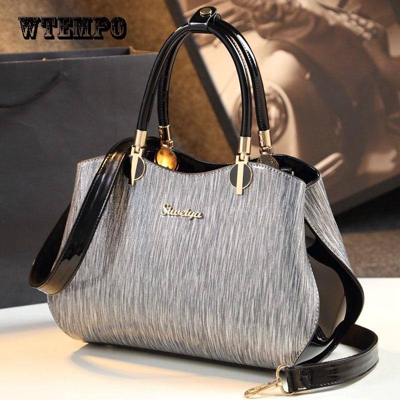 Leder Textur Messenger Bag Mode Handtasche Patent Leder Persönlichkeit Handtasche Fee Tasche 33*13*22cm von Joom DACH