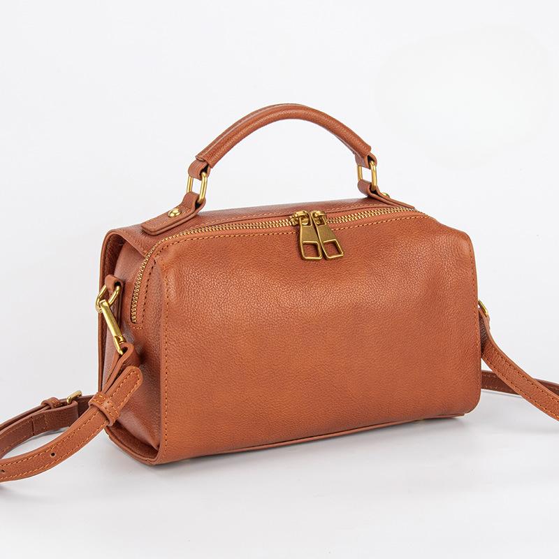 Leder Umhängetasche, Damen Top Layer Leder Pendeln Chic Retro Ein-Schulter Handtasche, Damen Kissen Tasche von Joom DACH