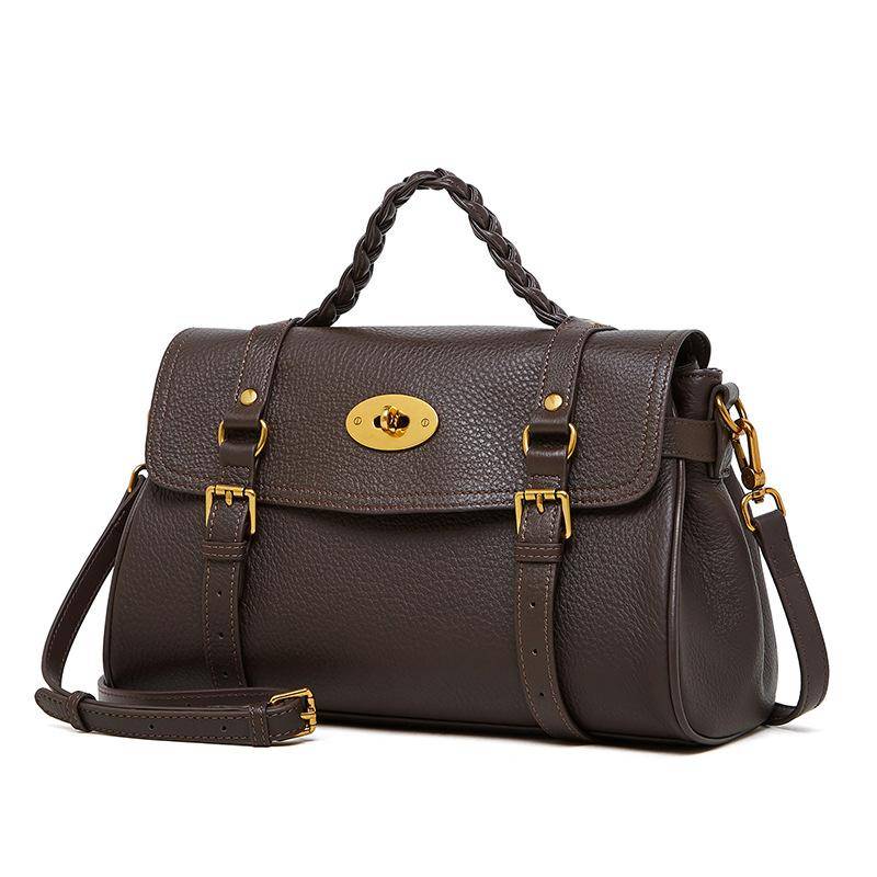 Leder Umhängetasche Rindsleder Hand Rechnung Schulter Crossbody Tasche Tragetasche Damen Pendler Aktentasche Perfekte Ergänzung 31*14*20CM kaffeebraun von Joom DACH