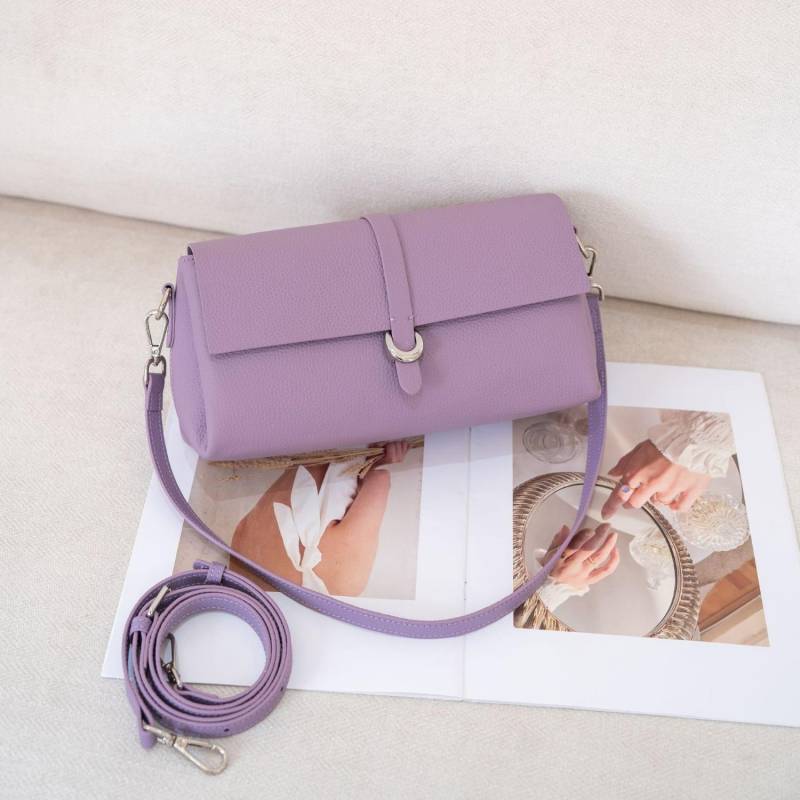 Leder Umhängetasche für Damen, lässig, modisch und schlicht, Damenhandtasche mit mehreren Fächern, Muscheltasche, praktisch violett von Joom DACH