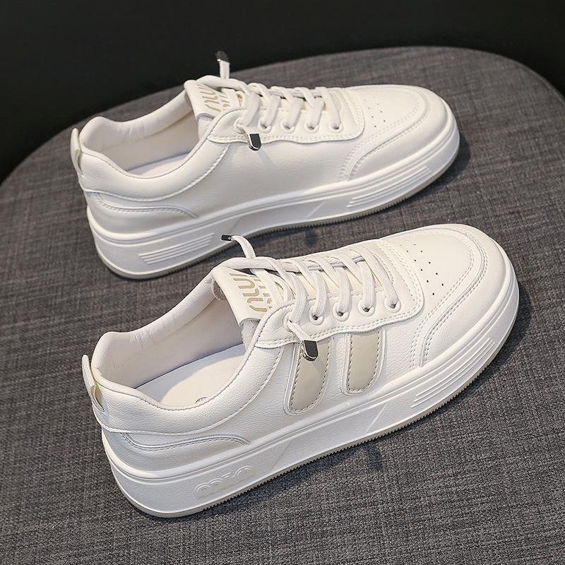 Leder Weiße Schuhe Damenschuhe Frühling Neu Weiche Sohle Slipper Flache Pumps Lässiger Sneaker Damen Board Schuhe 40 von Joom DACH