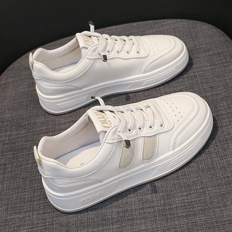 Leder Weiße Schuhe Damenschuhe Frühling Neu Weiche Sohle Slipper Flache Pumps Lässiger Sneaker Damen Board Schuhe 40 von Joom DACH