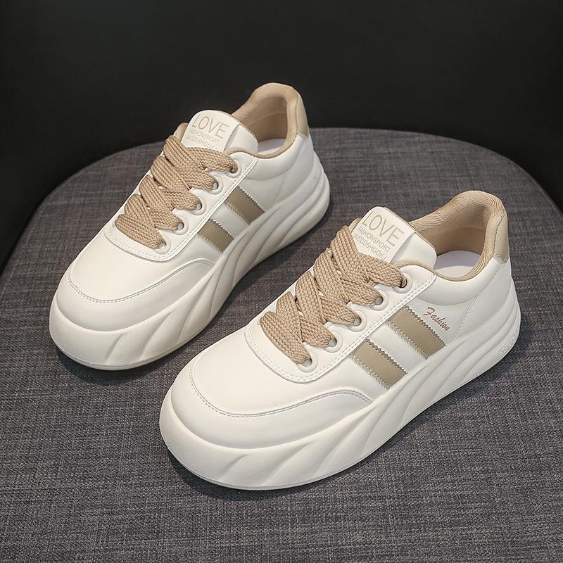 Leder weiße Schuhe Frühling neue Plattform Höhe zunehmende Frauen Schuhe vielseitige Turnschuhe Freizeitschuhe für Frauen Sneaker 40 von Joom DACH