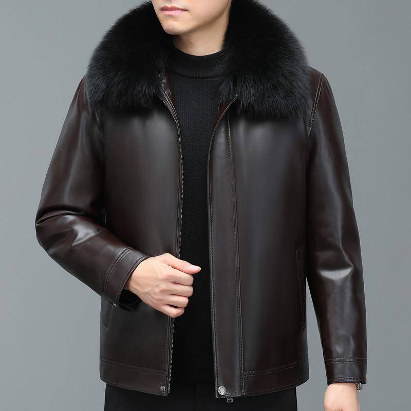 Lederjacke Daunenjacke Locker Große Größe Mittelalterliche und Ältere Herren Kurzjacke 6XL von Joom DACH