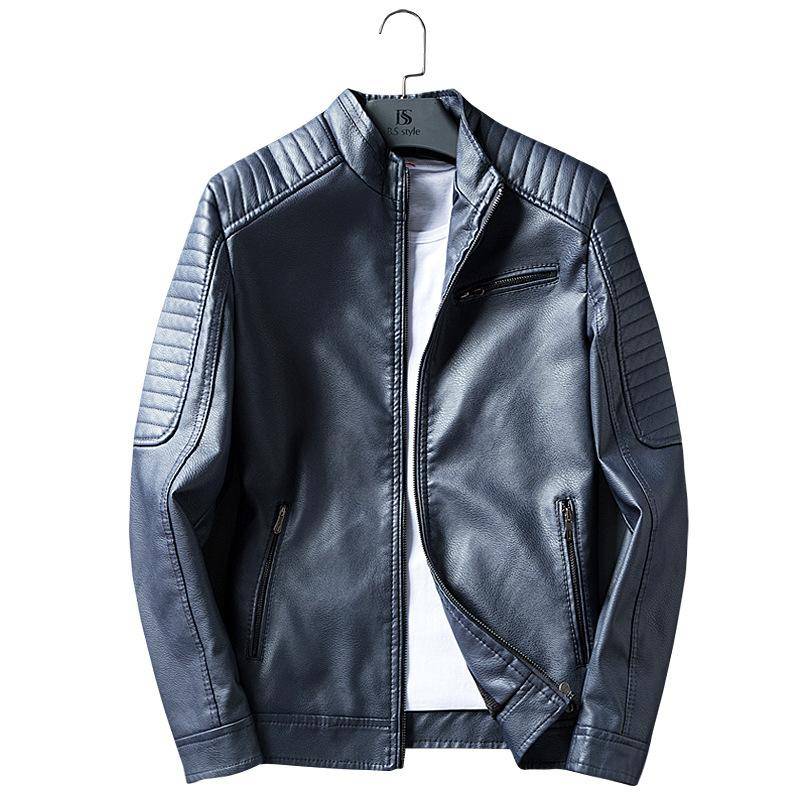 Lederjacke Herren Dünn Frühling und Herbst Neuer Stil Slim Koreanischer Stil Trendy Plus Samt Gutaussehend Jugend Motorrad Lederjacke für Herren 3XL von Joom DACH