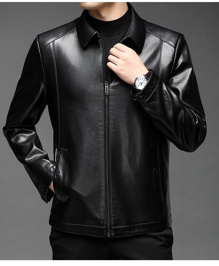 Lederjacke Herren Herbst und Winter Neue Herrenbekleidung Reverskragen Weiche Lederjacke Männer mittleren Alters Locker und lässig 4XL von Joom DACH