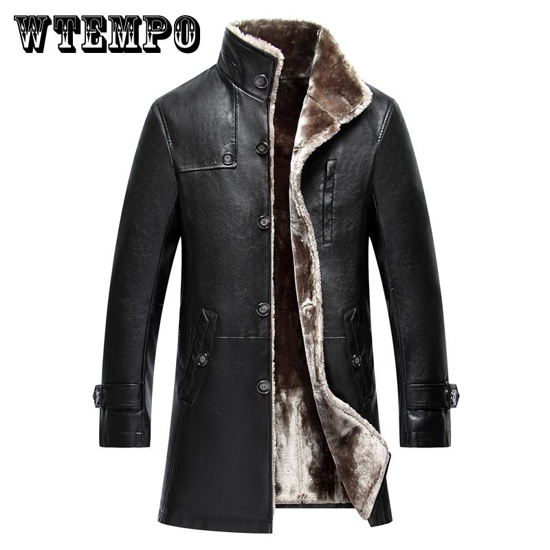 Lederjacke Herren Kleidung Wolle Liner Tops Winter Herren Schaffellmantel Plus Größe M-5XL 3XL schwarz von Joom DACH