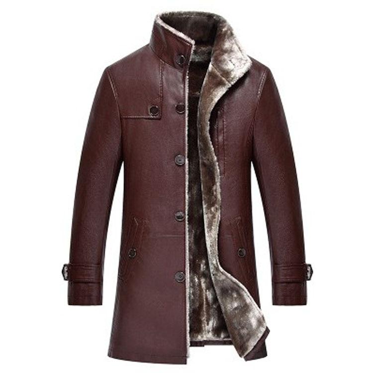 Lederjacke Herren Kleidung Wolle Liner Tops Winter Herren Schaffellmantel Plus Größe M-5XL 5XL rotbraun von Joom DACH