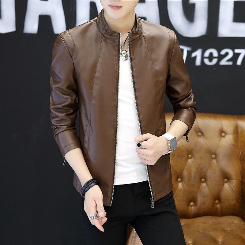 Lederjacke Herren PU-Leder Business Mode Lässig Trend Frühling und Herbst Neue Herren Lederjacke 5XL von Joom DACH