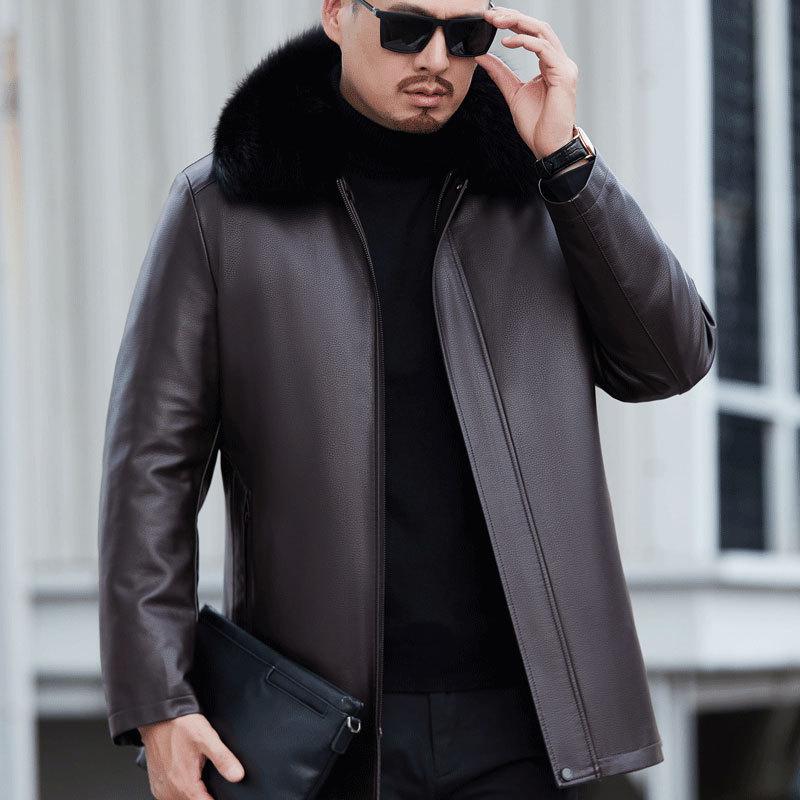 Lederjacke Herren Verdickte Daunenjacke Papa Lockerer Mantel 6XL von Joom DACH