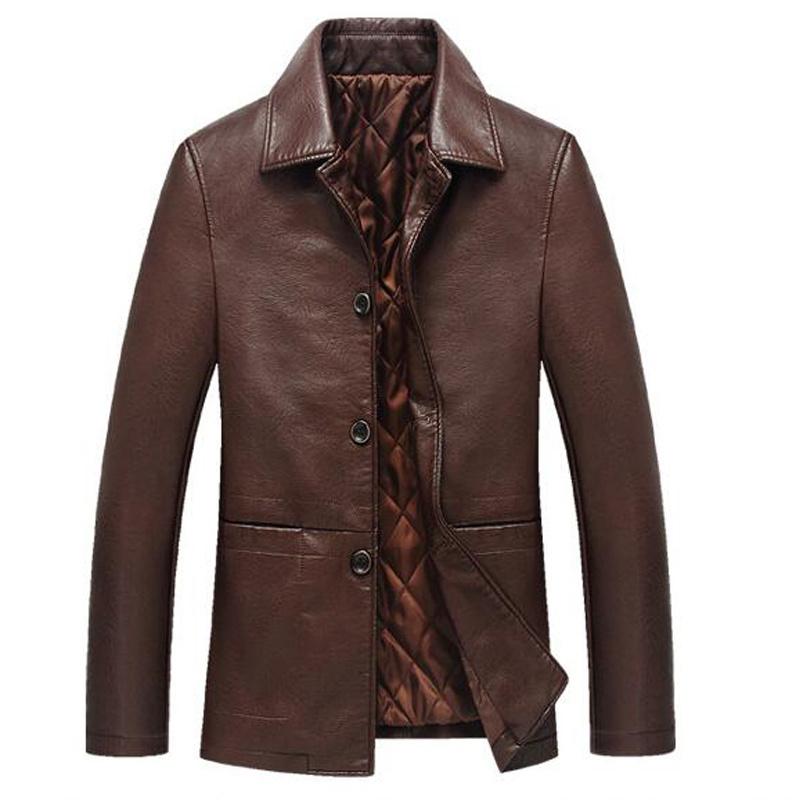 Lederjacke Männer Weiche PU Männlichen Business Casual Mäntel Mann Jaqueta Masculinas Inverno Couro Große Größe XXXL 4XL L von Joom DACH