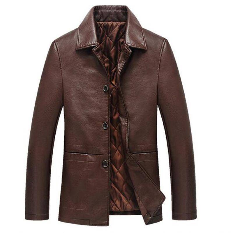 Lederjacke Männer Weiche PU Männlichen Business Casual Mäntel Mann Jaqueta Masculinas Inverno Couro Große Größe XXXL 4XL L rotbraun von Joom DACH