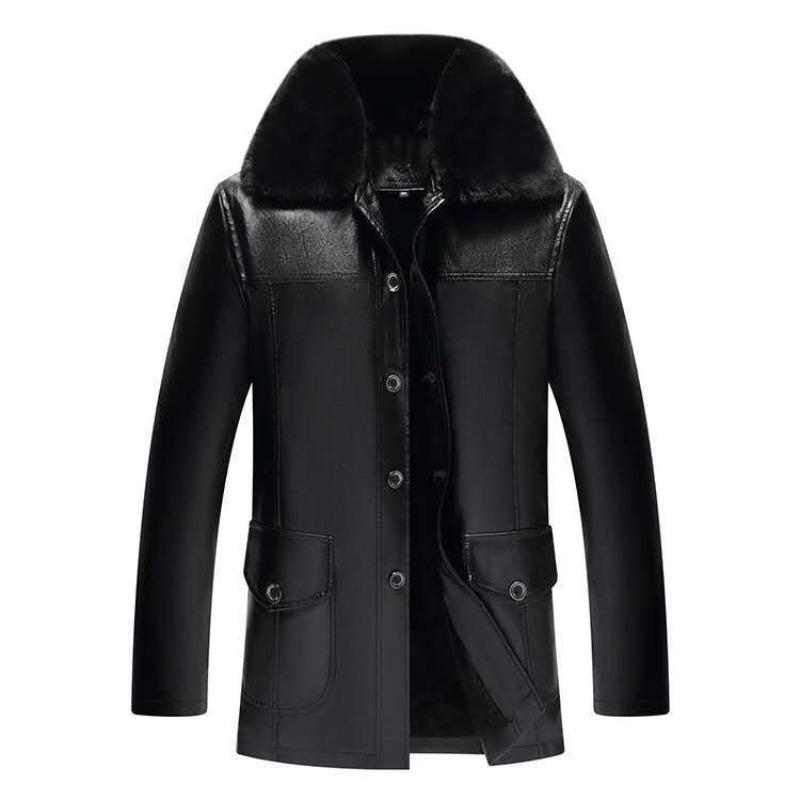 Lederjacke Mittelalterliche und ältere Herrenbekleidung Papa-Bekleidung Winterstil Fleece Verdickt Lässig Herren Winter 3XL von Joom DACH