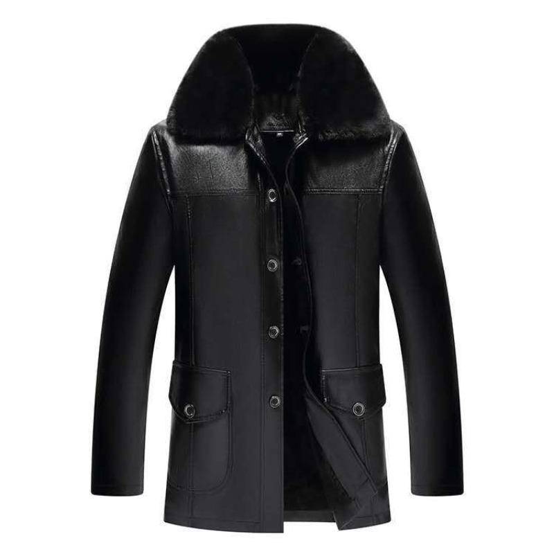 Lederjacke Mittelalterliche und ältere Herrenbekleidung Papa-Bekleidung Winterstil Fleece Verdickt Lässig Herren Winter 3XL von Joom DACH