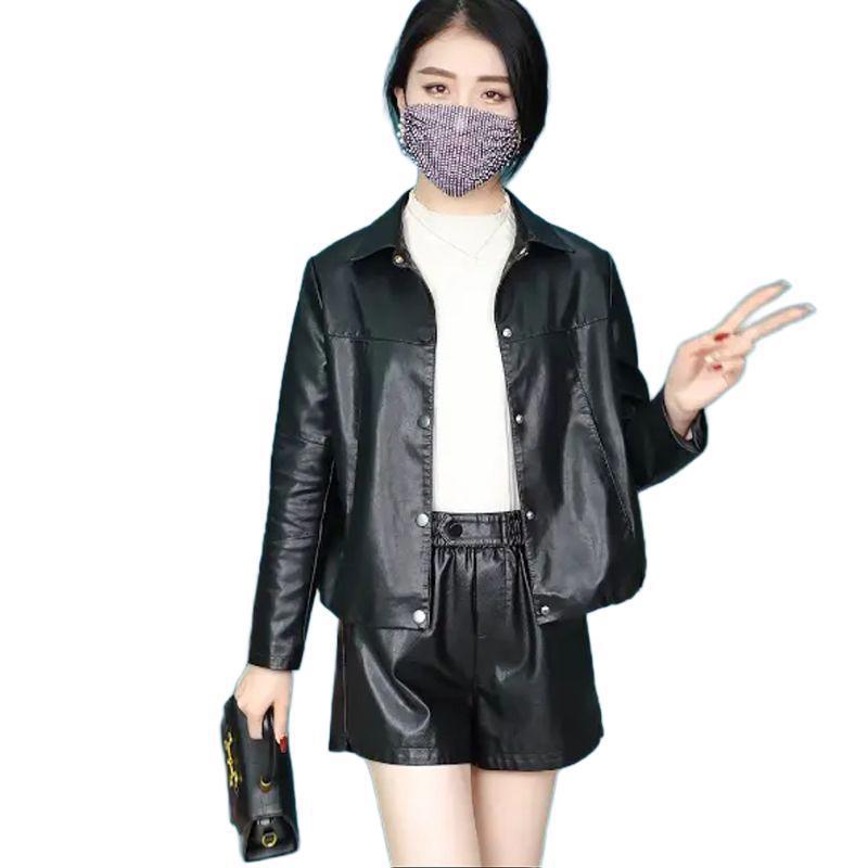 Ledermantel Damen Frühling und Herbst Neu Lockerer Western-Stil Altersreduzierende Kleine Vielseitige Lederjacke M von Joom DACH