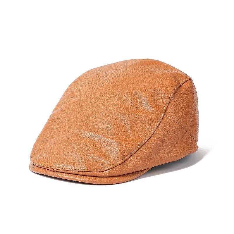 Ledermütze im britischen Stil, Herren-Baskenmütze, Wintermütze, Schirmmütze, Newsboy-Mütze für Herren, Fahrer-Efeu-Mütze, Gatsby-Malermützen khaki von Joom DACH