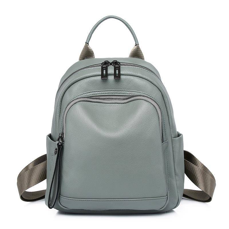 Lederrucksack Damen Leder Kleiner Rucksack Mode Bypass Kopfschicht Natur Tropfen Weiches Leder Doppelrucksack Damentasche Height 27 * Width 22 * Thickness 14CM von Joom DACH