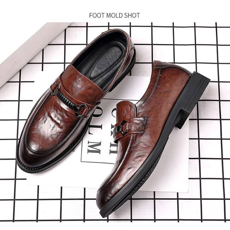 Lederschuhe Herren Business Abendgarderobe Casual Herren Herbst Neue britische Arbeits koreanische Version des Fußes trendige Lederschuhe 45 braun von Joom DACH