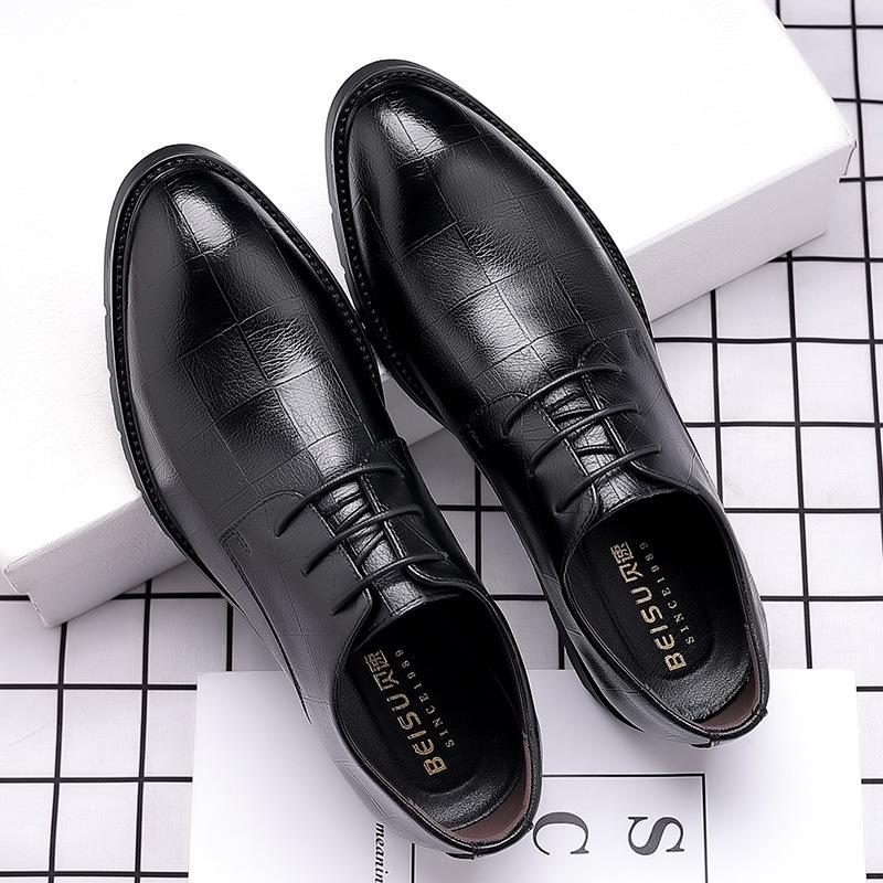 Lederschuhe Herren Business Abendgarderobe Freizeitarbeit Trendy Schuhe Britische Koreanische Version Weiche Sohle Bräutigam Hochzeit Lederschuhe 43 schwarz von Joom DACH
