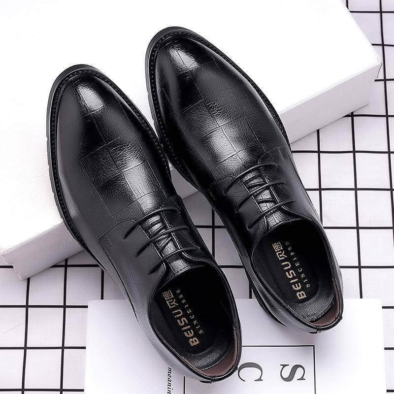 Lederschuhe Herren Business Abendgarderobe Freizeitarbeit Trendy Schuhe Britische Koreanische Version Weiche Sohle Bräutigam Hochzeit Lederschuhe 43 schwarz von Joom DACH