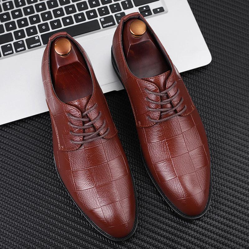 Lederschuhe Herren Business formelle Schuhe Große Größe Freizeitschuhe All-Match Pointy Toe Hochzeitsschuhe 48 braun von Joom DACH