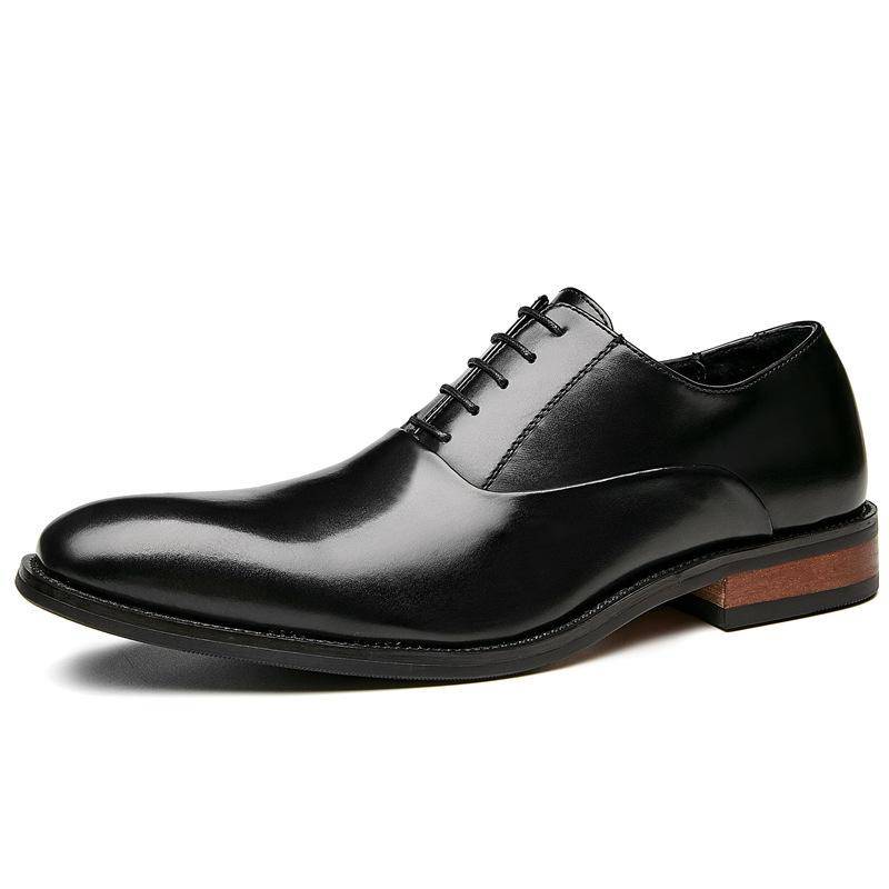 Lederschuhe Herren Echtes Leder Neue Japanische Gentleman Business Formelle Kleidung Lederschuhe Jugend Casual Holzwurzel Oxford Pumps 44 schwarz von Joom DACH