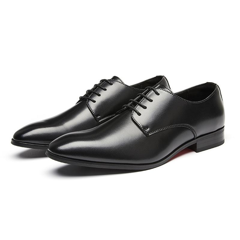 Lederschuhe Herren Echtleder Business Formelle Kleidung Neu Einfach Sommer Spitz Britischer Stil Derby Hochzeit Bräutigamschuhe 39 schwarz von Joom DACH
