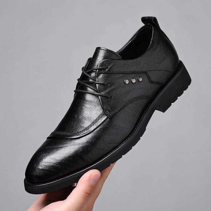 Lederschuhe Herren Leder Britischer Stil Neue Business Formale Lederschuhe Casual Schwarz Bräutigam Hochzeitsschuhe Männer 44 von Joom DACH