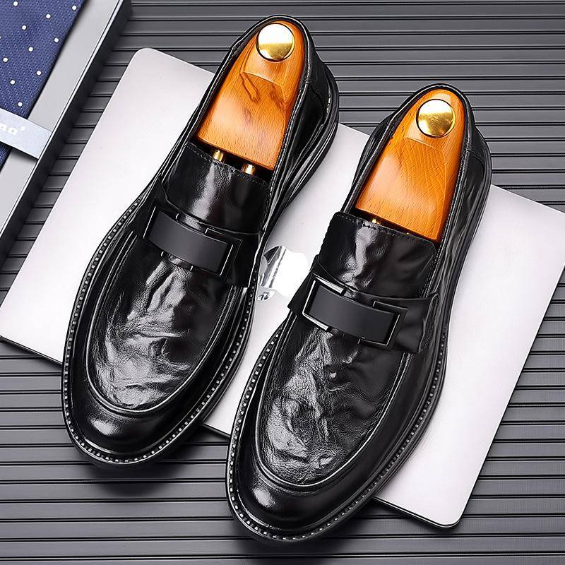 Lederschuhe für Herren, neues Handgrasmuster, Business-Abendgarderobe, lässig, atmungsaktiv, britischer Stil, spitze Zehenpartie, Bräutigam-Hochzeitsschuhe 44 schwarz von Joom DACH