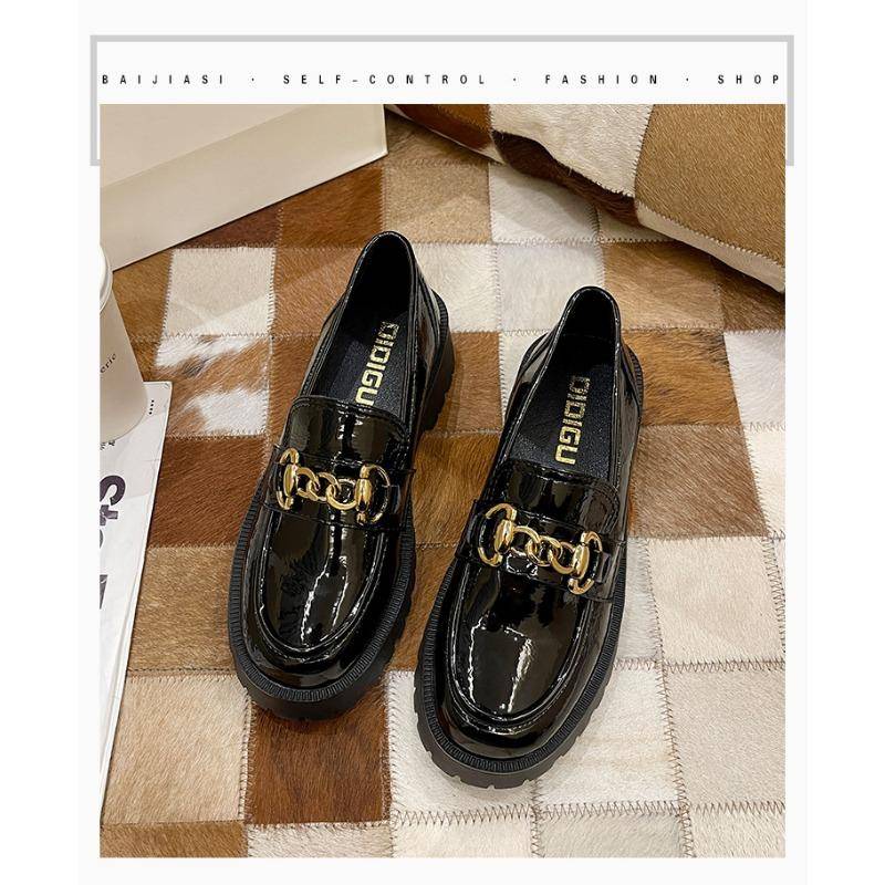 Lederschuhe im britischen Stil für Damen im Frühjahr und Herbst, neue japanische Jk-Plateau-Slipper, französische Slipper mit dickem Absatz 37 von Joom DACH