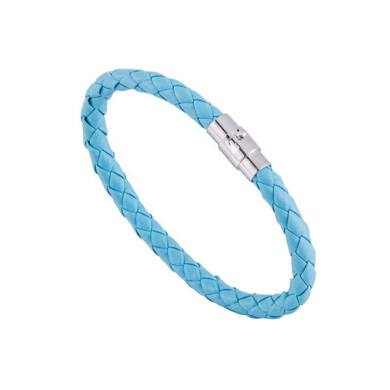 Lederseil gewebtes Armband Leder Paar Armband Unisex Damen Herren geflochtenes Leder Stahl Magnetverschluss Armband handgefertigt see-blaue von Joom DACH
