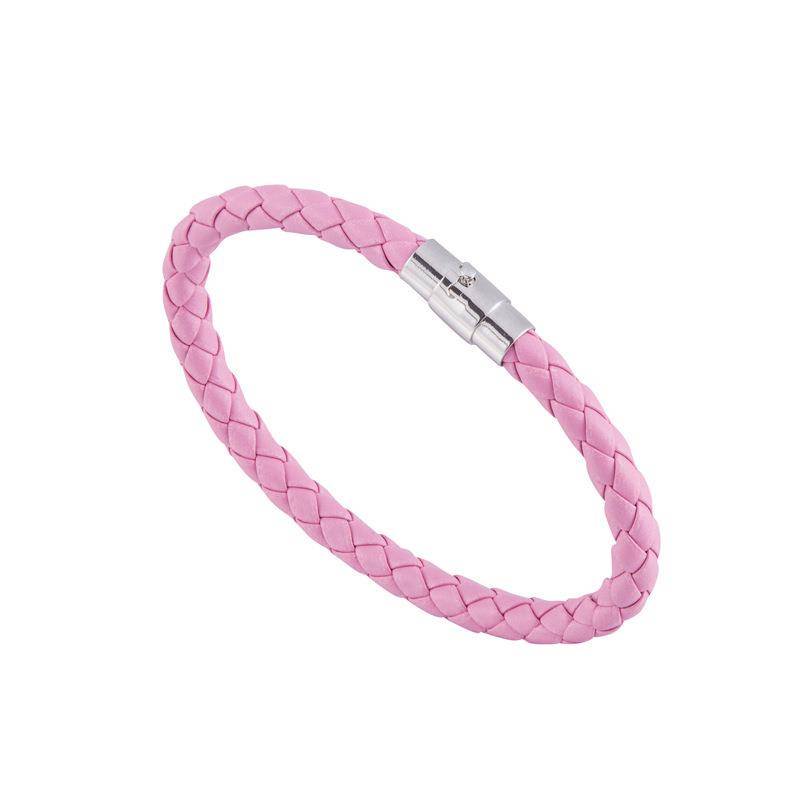 Lederseil gewebtes Armband Leder Paar Armband Unisex Damen Herren geflochtenes Leder Stahl Magnetverschluss Armband handgefertigt rosa von Joom DACH