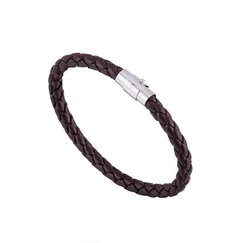 Lederseil gewebtes Armband Leder Paar Armband Unisex Damen Herren geflochtenes Leder Stahl Magnetverschluss Armband handgefertigt tiefen kaffee von Joom DACH