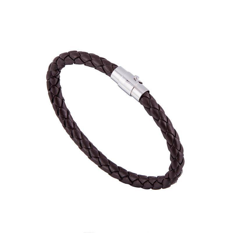 Lederseil gewebtes Armband Leder Paar Armband Unisex Damen Herren geflochtenes Leder Stahl Magnetverschluss Armband handgefertigt tiefen kaffee von Joom DACH