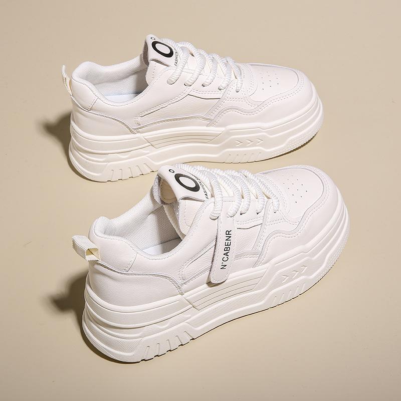 Ledersneaker Damen Frühling Neu Dicke Sohle Erhöht Leicht zu Tragende Schuhe Damen Allround Freizeitschuhe Damen Sneaker 40 von Joom DACH