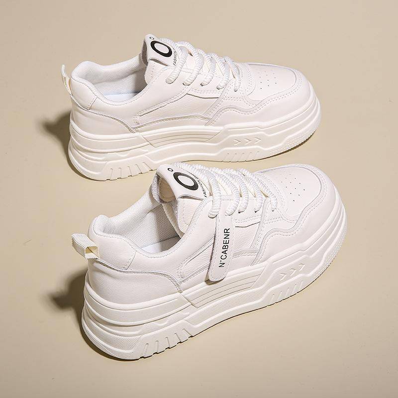 Ledersneaker Damen Frühling Neu Dicke Sohle Erhöht Leicht zu Tragende Schuhe Damen Allround Freizeitschuhe Damen Sneaker 40 von Joom DACH