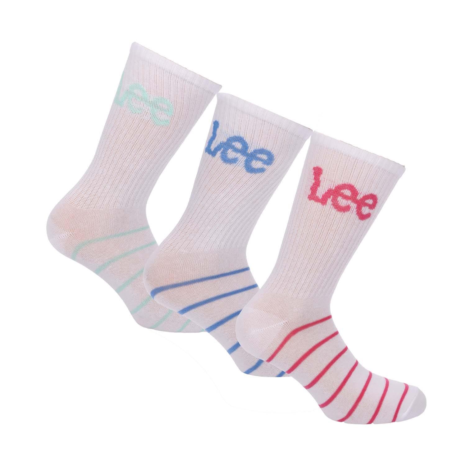 Lee Damen/Damen Kontrastgestreifte Sportsocken (Packung mit 3) 4 UK-7 UK weiß von Joom DACH