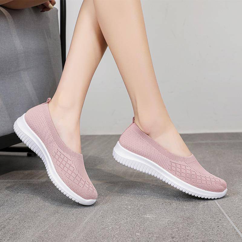 Leichte, flache Damen-Sport-Slipper in Übergröße, Frühlings- und Sommer-Damen-Freizeitschuhe, Slip-on-Sneakers 42 rosa von Joom DACH