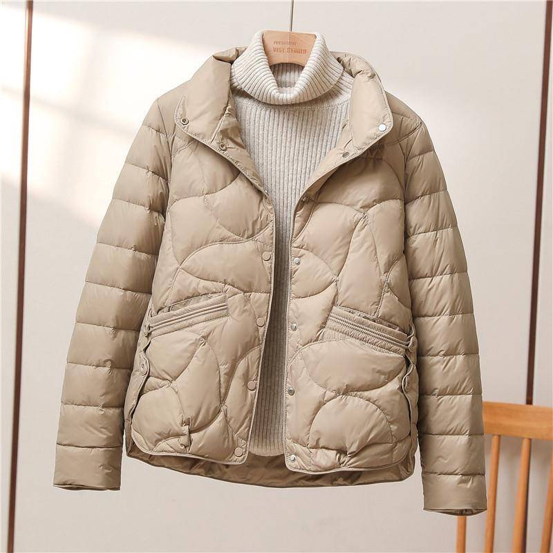 Leichte Daunenjacke Damen Kurz Neue Herbst- und Wintermode Stehkragen Vielseitige Jacke L von Joom DACH