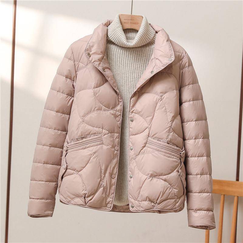 Leichte Daunenjacke Damen Kurz Neue Herbst- und Wintermode Stehkragen Vielseitige Jacke XL von Joom DACH