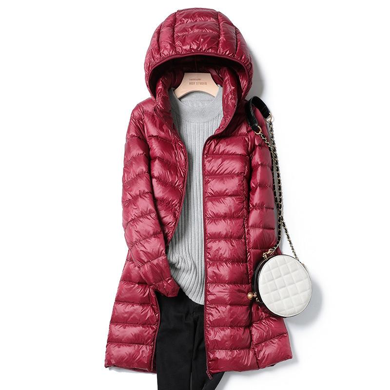 Leichte Dünne Daunenjacke Damen Mittellang Herbst und Winter Kapuzenjacke Übergröße Abnehmbare Kapuze XXL bordeaux Leichte Dünne Daunenjacke Damen Mittellang Herbst und Winter Kapuzenjacke Übergröße Abnehmbare Kapuze XXL bordeaux von Joom DACH