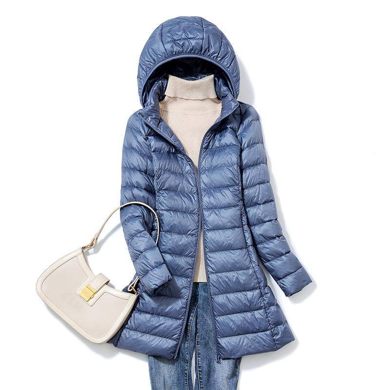 Leichte Dünne Daunenjacke Damen Mittellang Herbst und Winter Kapuzenjacke Übergröße Abnehmbare Kapuze XXXXL hellblaue Leichte Dünne Daunenjacke Damen Mittellang Herbst und Winter Kapuzenjacke Übergröße Abnehmbare Kapuze XXXXL hellblaue von Joom DACH